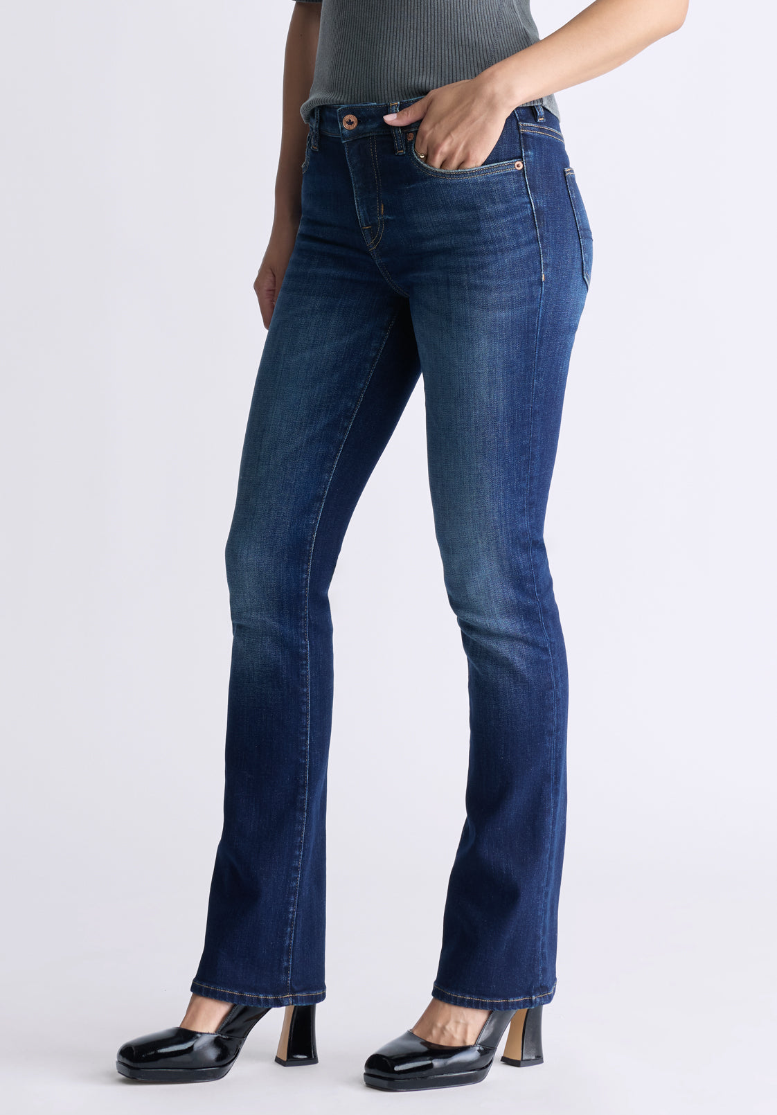 Mid Rise Bootcut Queen Women's Jeans. Vintage Indigo - BL15991