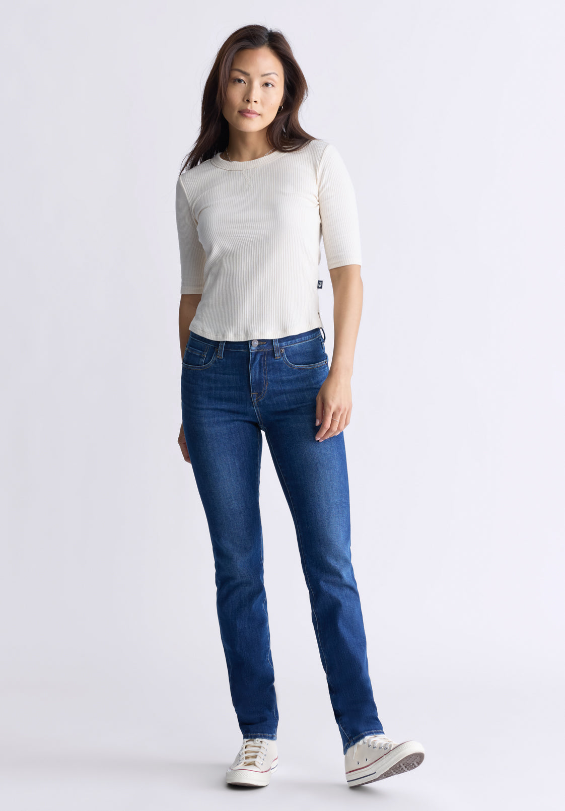 Mid Rise Slim Carrie Women's Jeans. Contrasting Indigo - BL15999