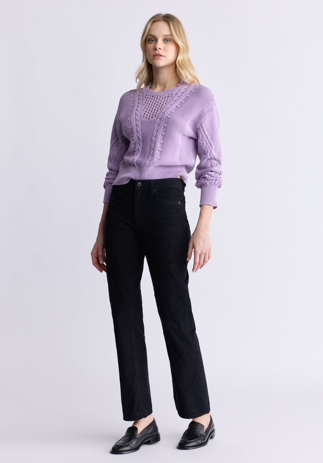 Mid Rise Straight Mary Women's Pants. Rinse Washed Black - BL16007