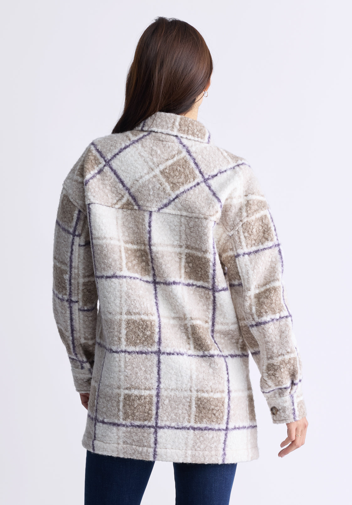 Royce Women's Plaid Coat. Beige & Purple - JK0033F