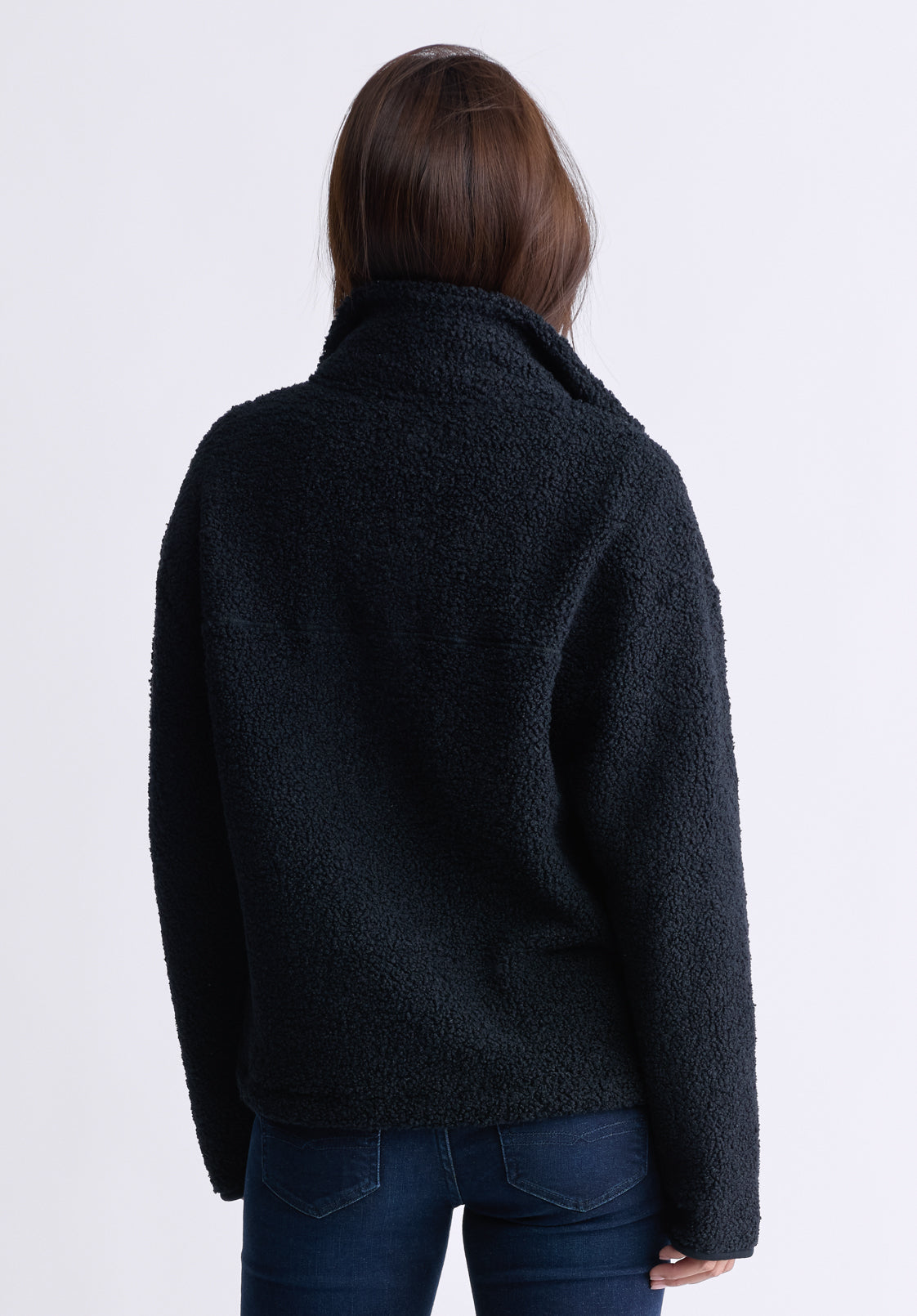 Sena Women's Sherpa Jacket with Chest Pocket. Black - JK0036F