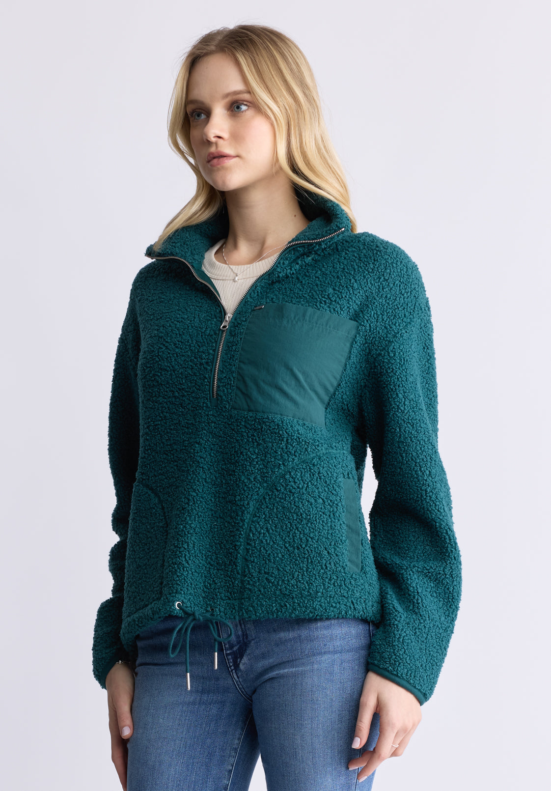 Sena Women's Sherpa Jacket with Chest Pocket. Dark Sea - JK0036F