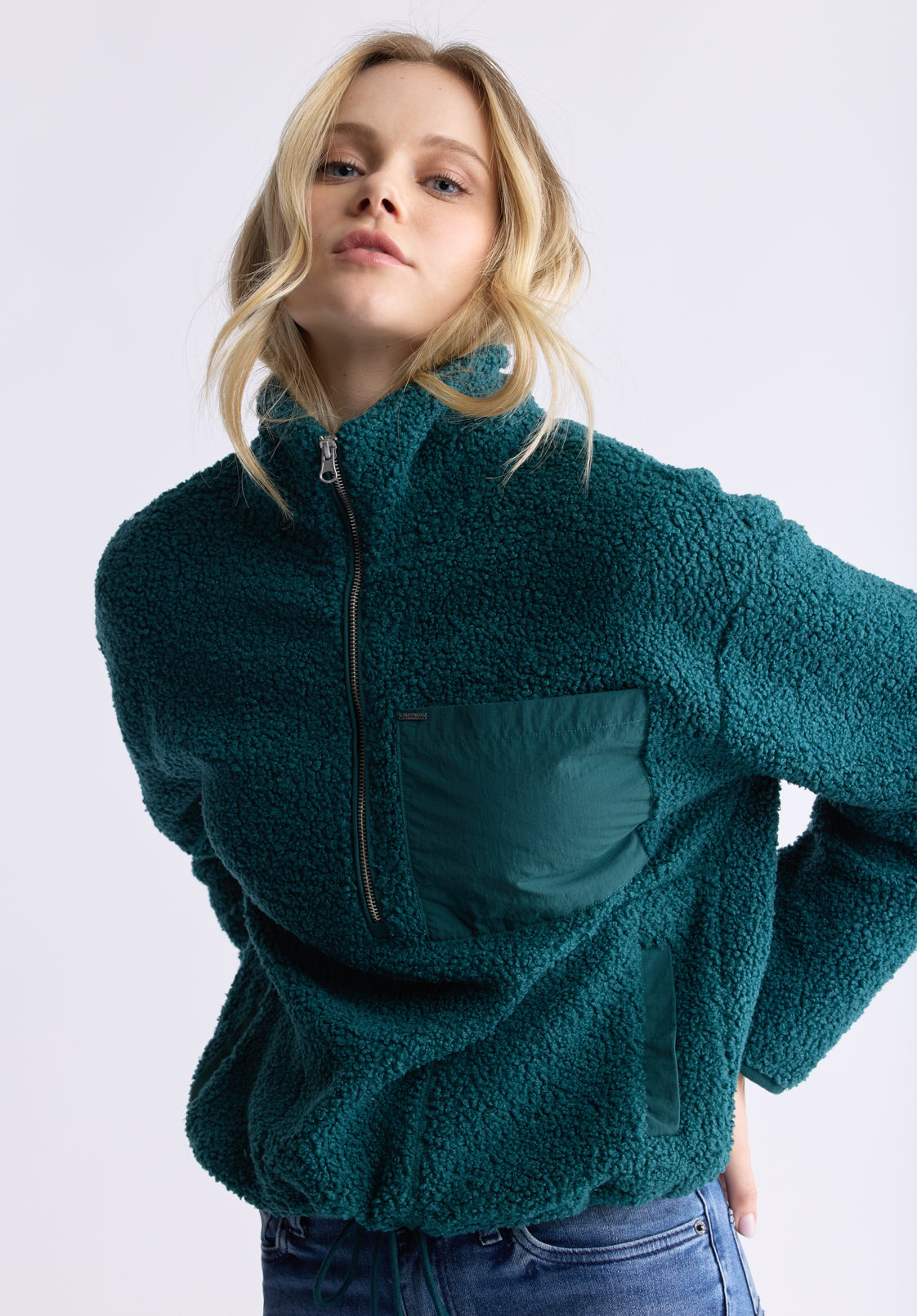 Sena Women's Sherpa Jacket with Chest Pocket. Dark Sea - JK0036F