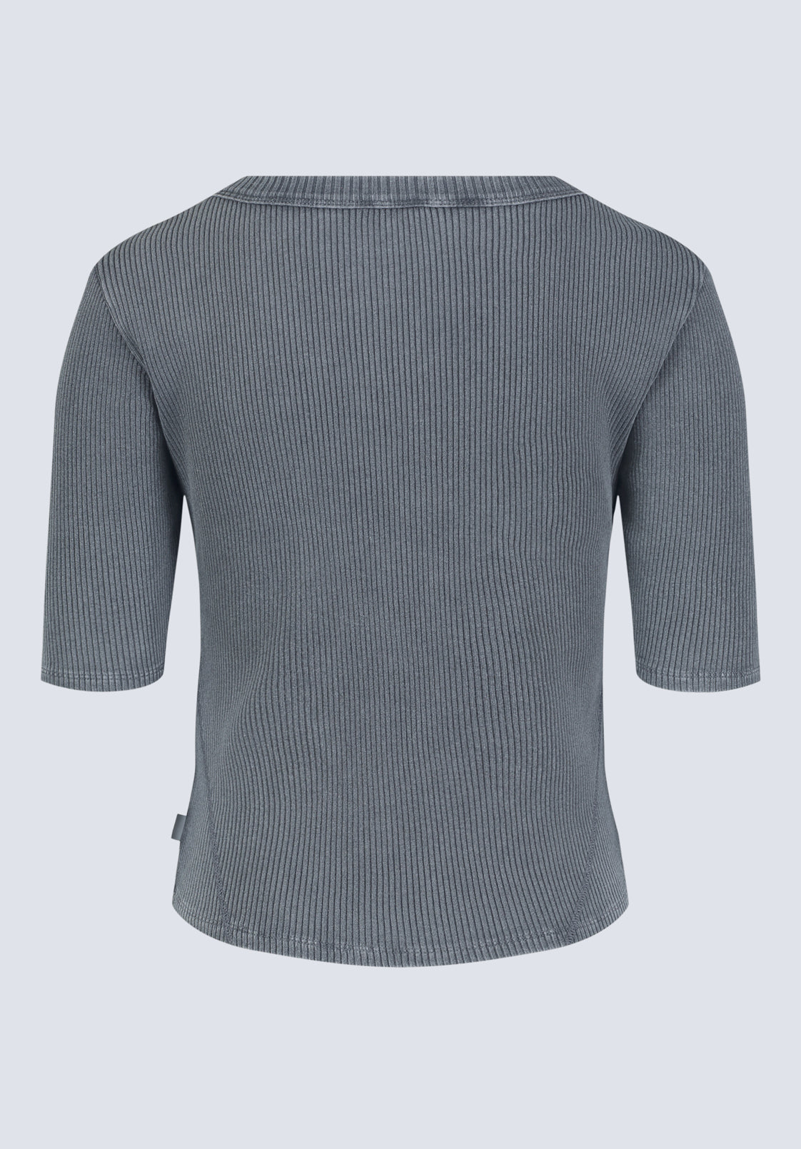 Tabbey Women's Elbow-Length Sleeve Ribbed Top. Raven Grey - KT0152F