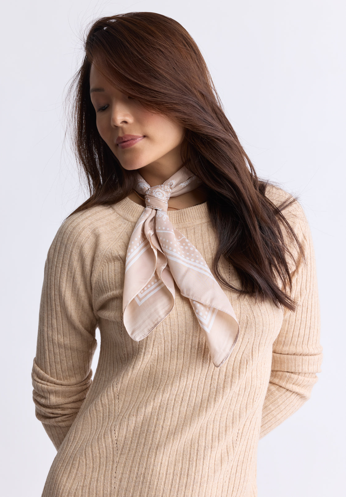 Jaida Women's Long Sleeve Rib Knit Dress. Tan - SD0004F