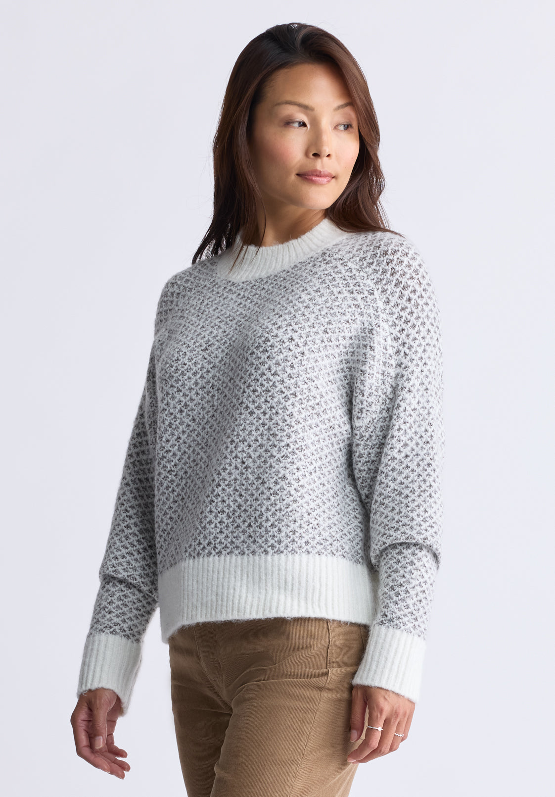 Kieryn Women's Textured Knit Crewneck Sweater. Grey - SW0077F