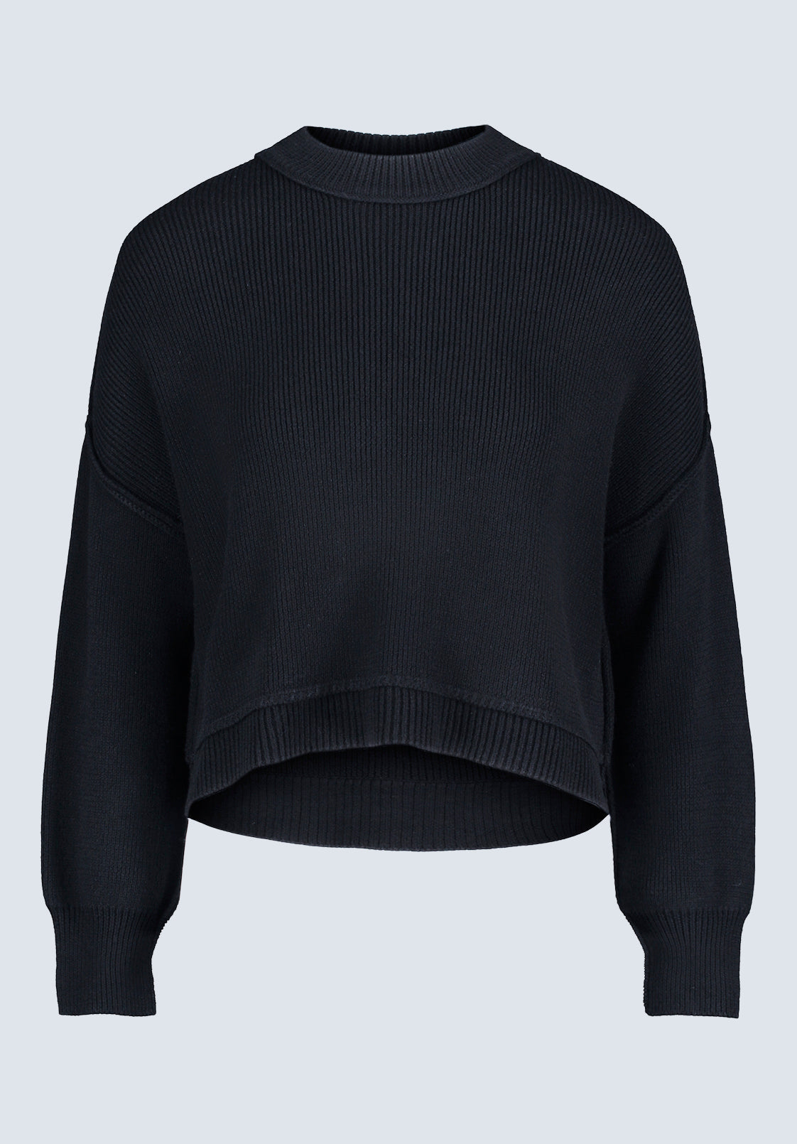 Seema Women's Dropped Sleeve Cropped Sweater. Black - SW0095F