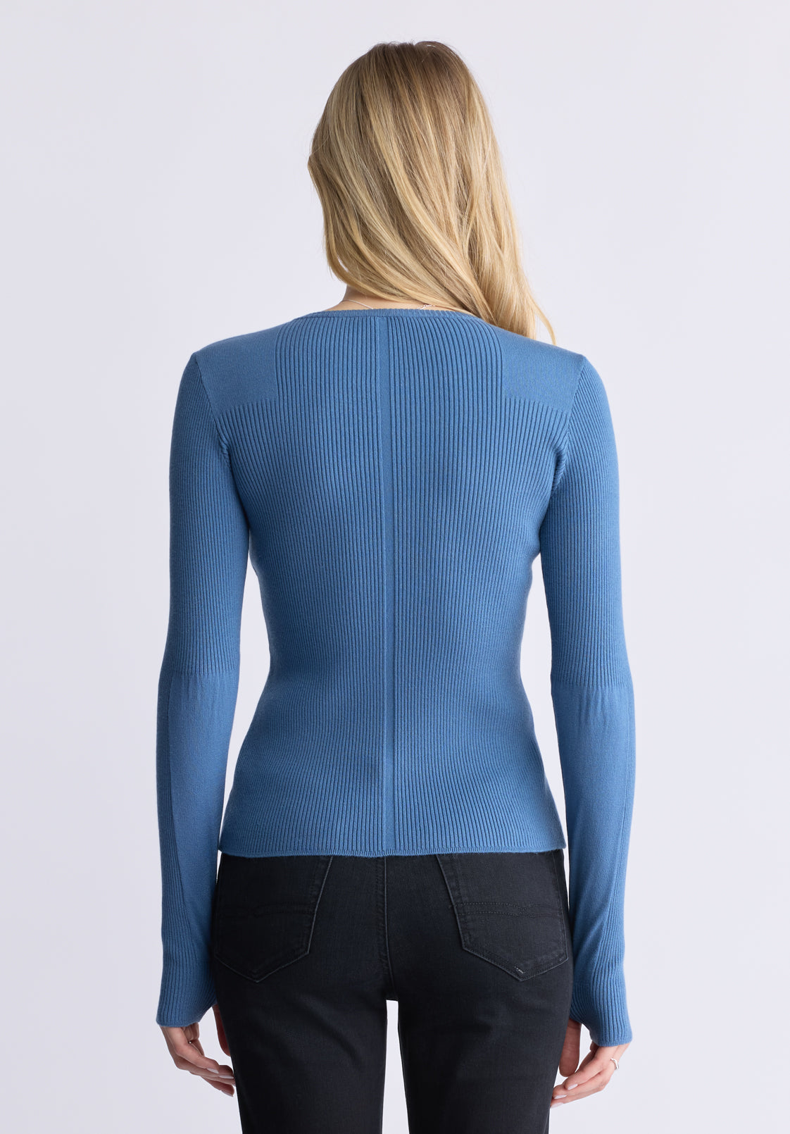 Zoella Women's Close-Fit Ribbed Sweater Top. Coronet Blue - SW0098F