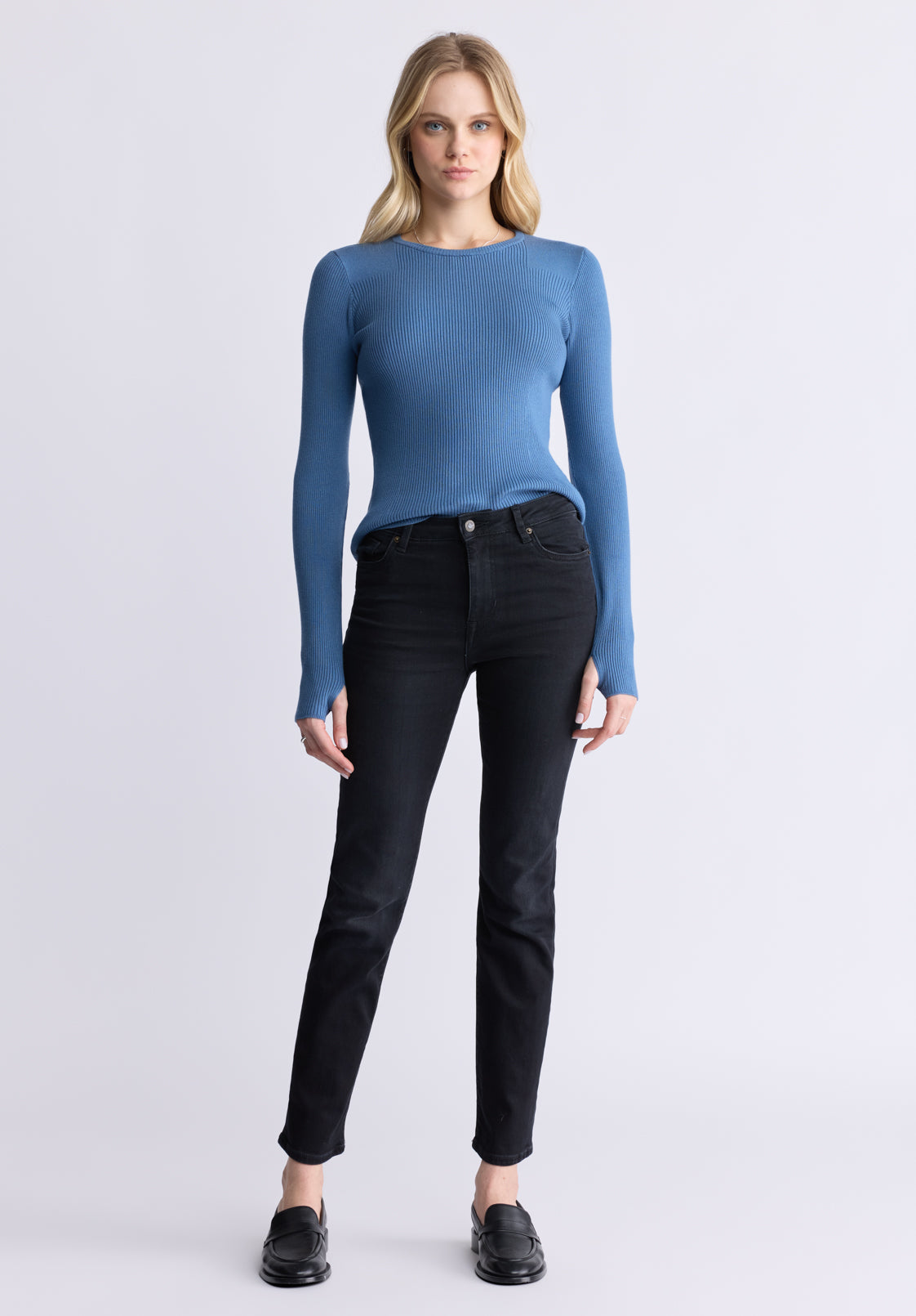 Zoella Women's Close-Fit Ribbed Sweater Top. Coronet Blue - SW0098F