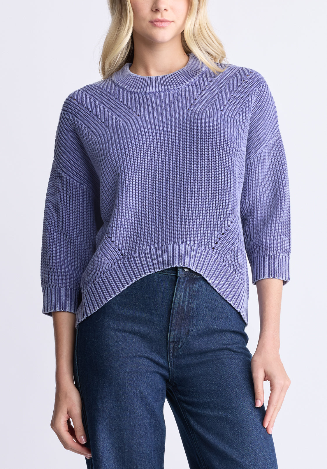 Kassanda Women's 3/4 Sleeve Knit Sweater. Blue - SW0100H