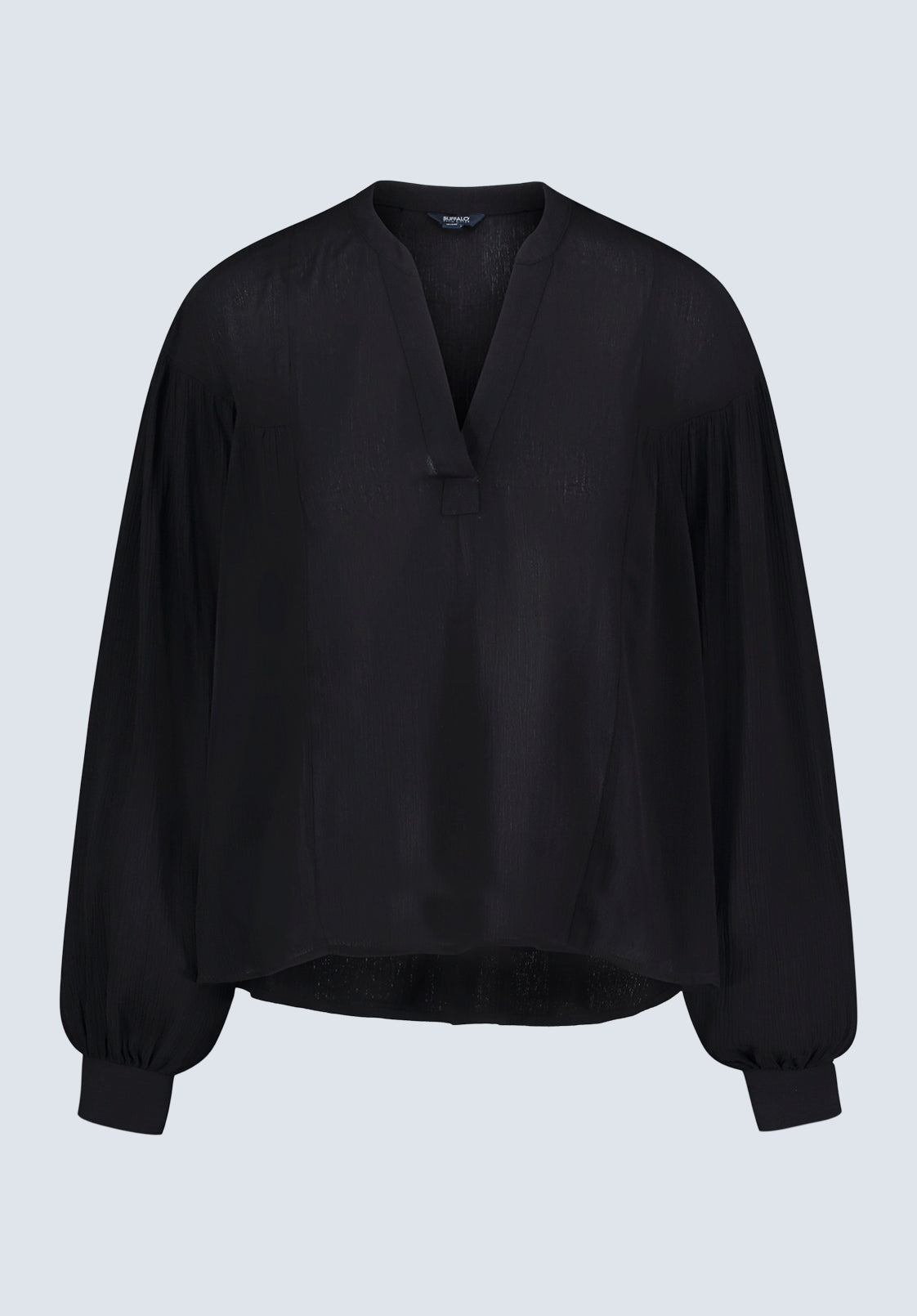 Kensley Women's Dropped Shoulder V-neck Loose Blouse. Black - WT0119F