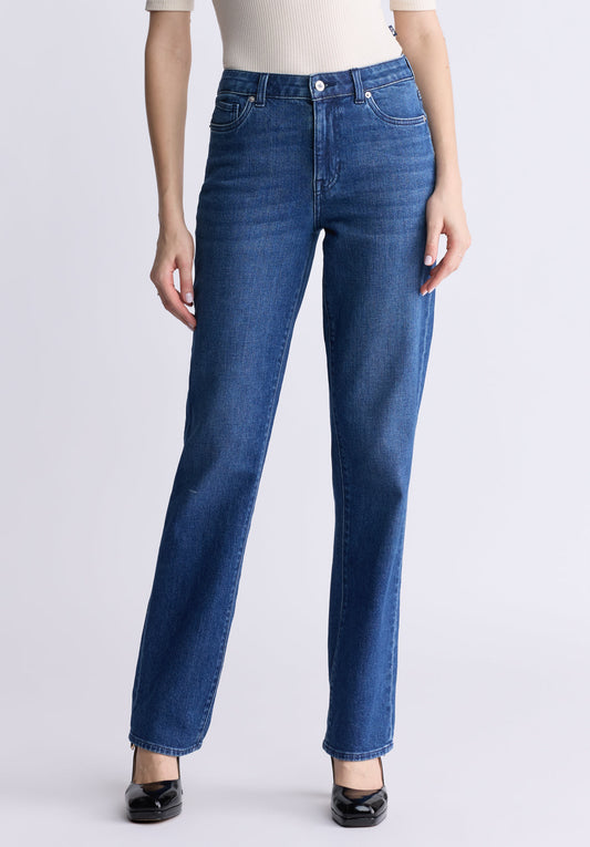 Mid Rise Straight Mary Women's Jeans. Contrasting Indigo  - BL15988