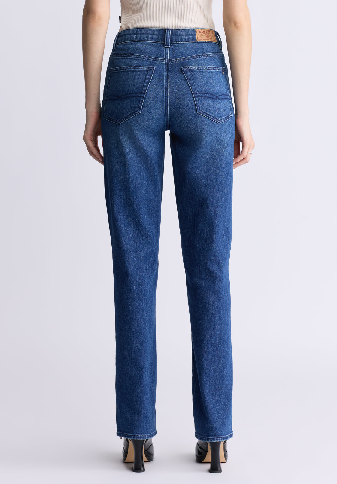 Mid Rise Straight Mary Women's Jeans. Contrasting Indigo  - BL15988