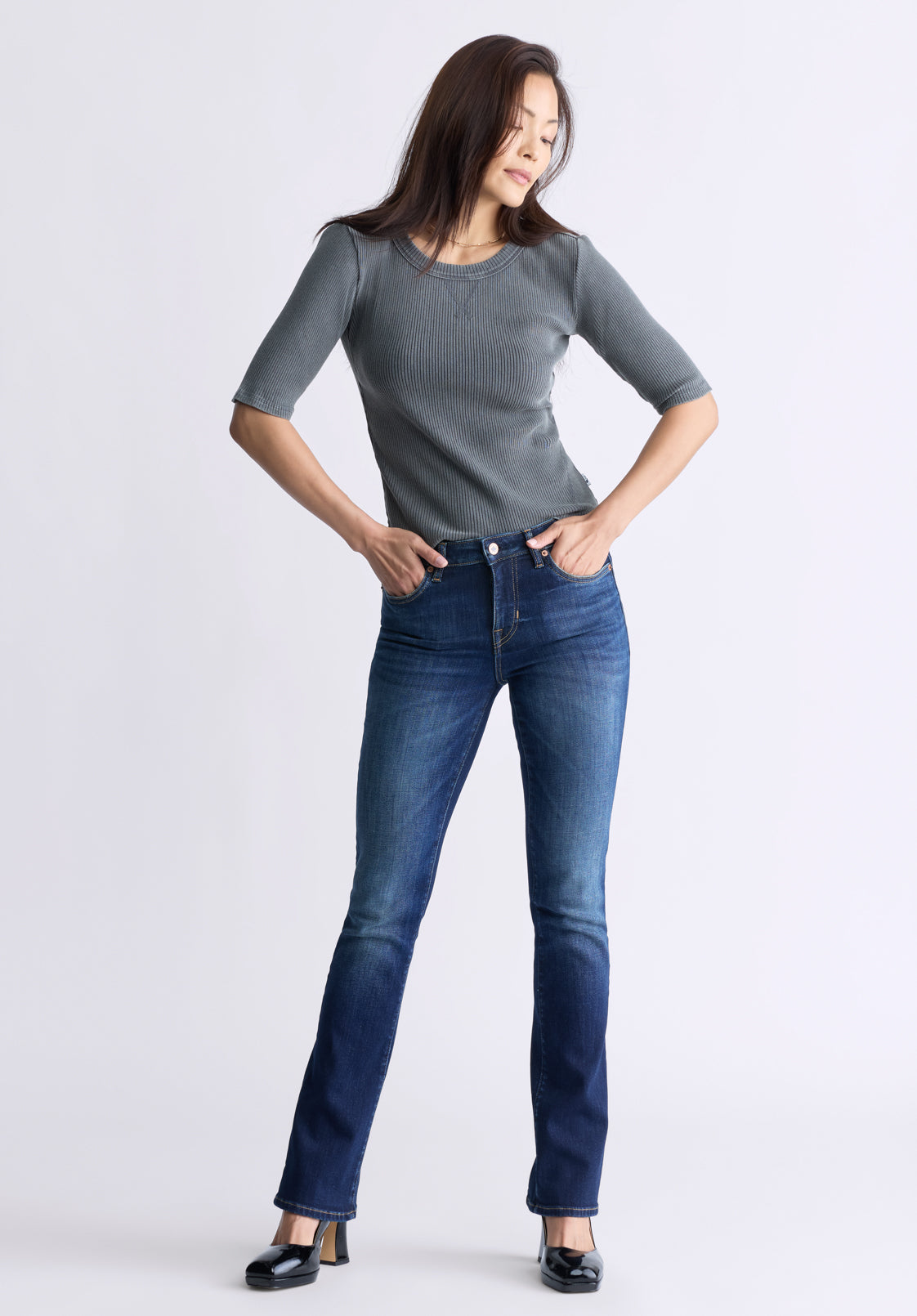 Mid Rise Bootcut Queen Women's Jeans. Vintage Indigo - BL15991