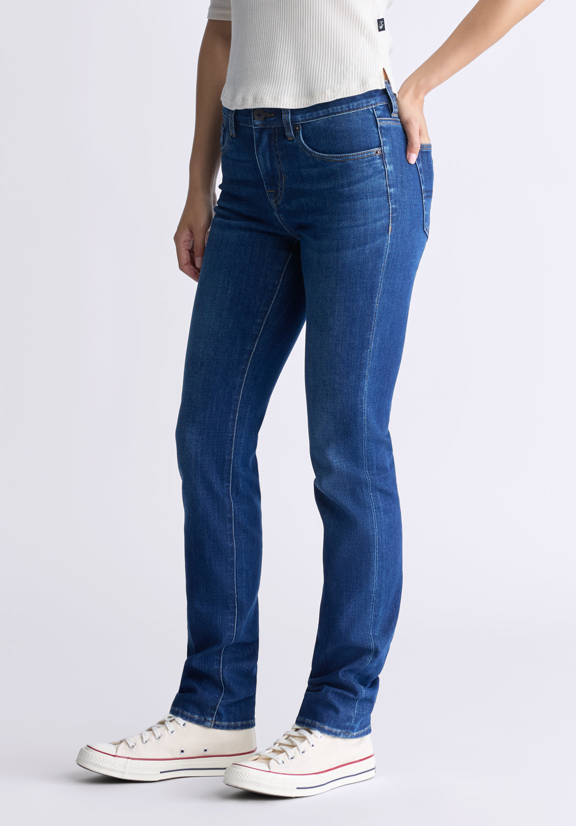 Mid Rise Slim Carrie Women's Jeans. Contrasting Indigo  - BL15999