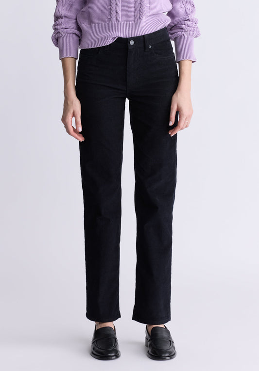 Mid Rise Straight Mary Women's Pants. Rinse Washed Black - BL16007