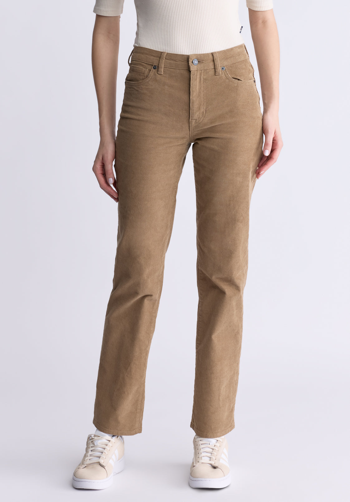 Mid Rise Straight Mary Women's Pants. Rinse Washed Beige - BL16007