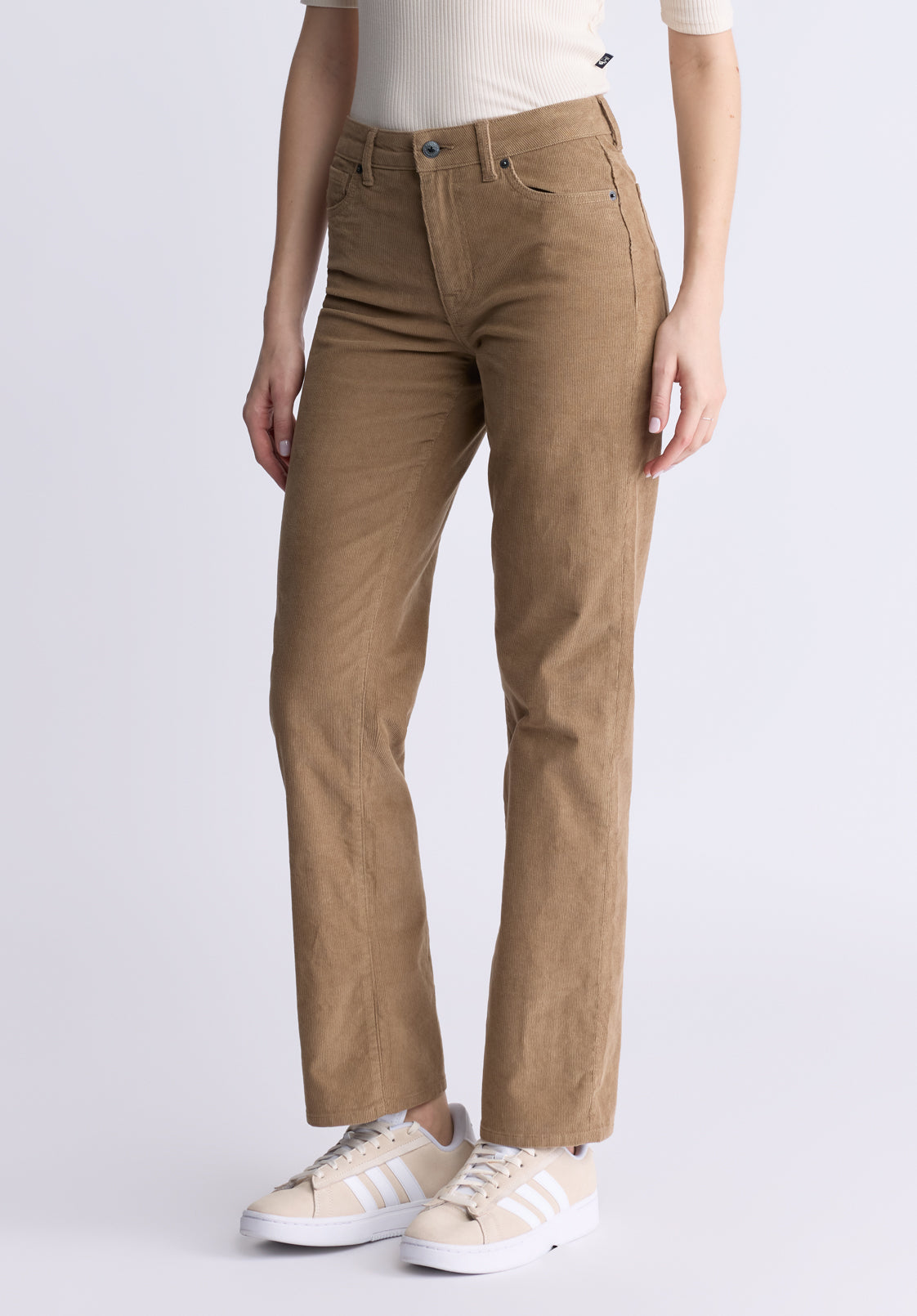 Mid Rise Straight Mary Women's Pants. Rinse Washed Beige - BL16007