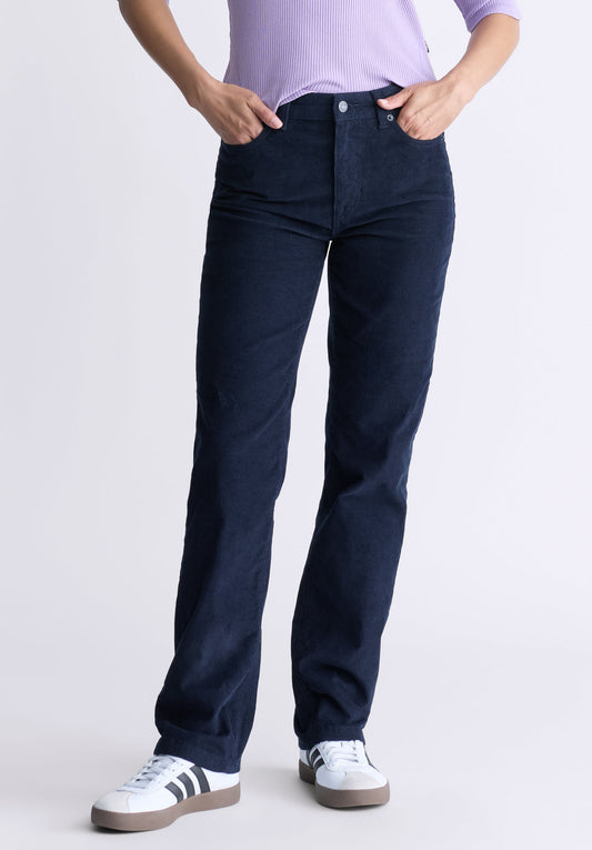 Mid Rise Straight Mary Women's Pants. Rinse Washed Navy - BL16007