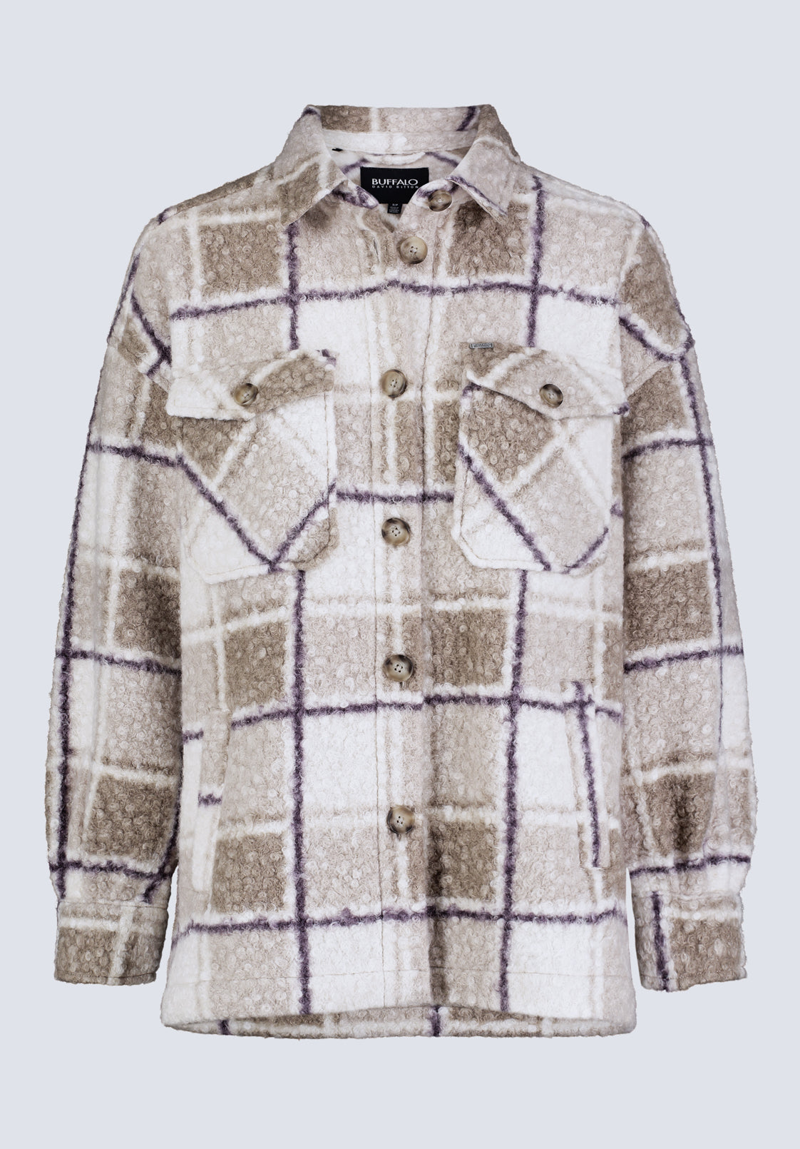 Royce Women's Plaid Coat. Beige & Purple - JK0033F