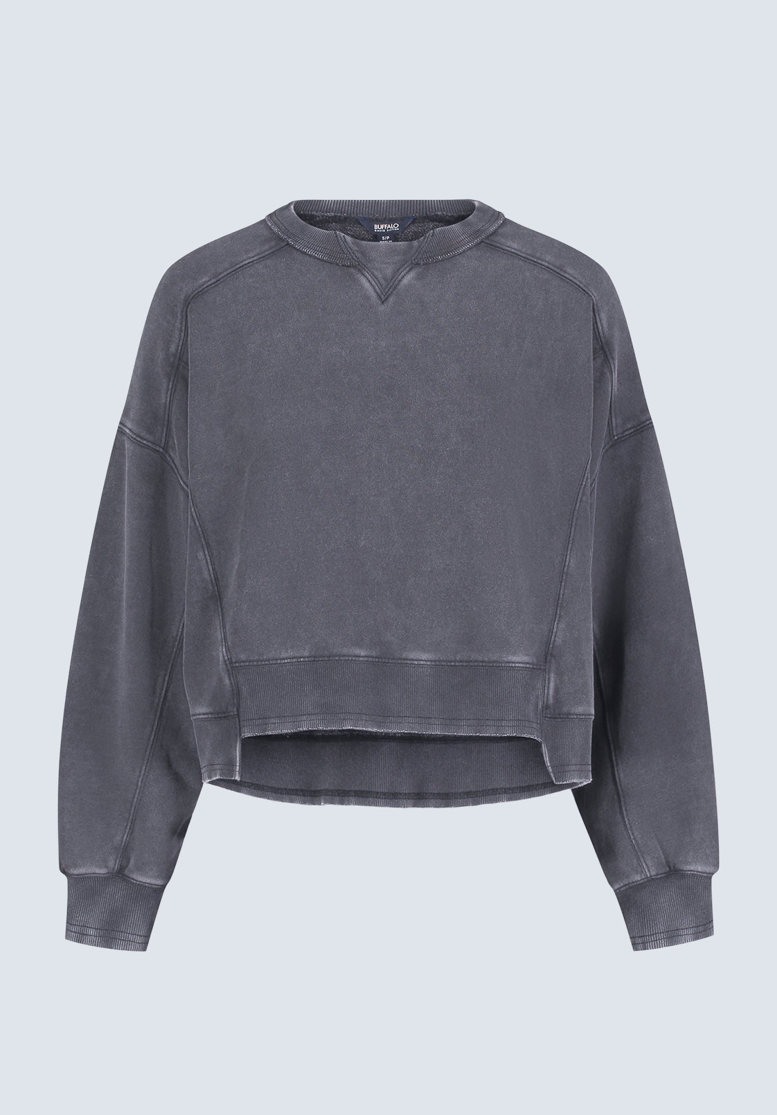 Kincade Women's Long Sleeve Loose Fit Cropped Sweatshirt. Grey - KT0157F