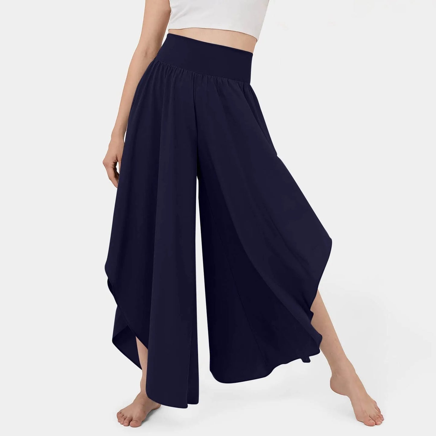 Women Wide Leg Pants High Waisted Yoga Hippie Casual Wear Boho Beach Palazzo Pants Women Jogging Trousers Korean Chiffon