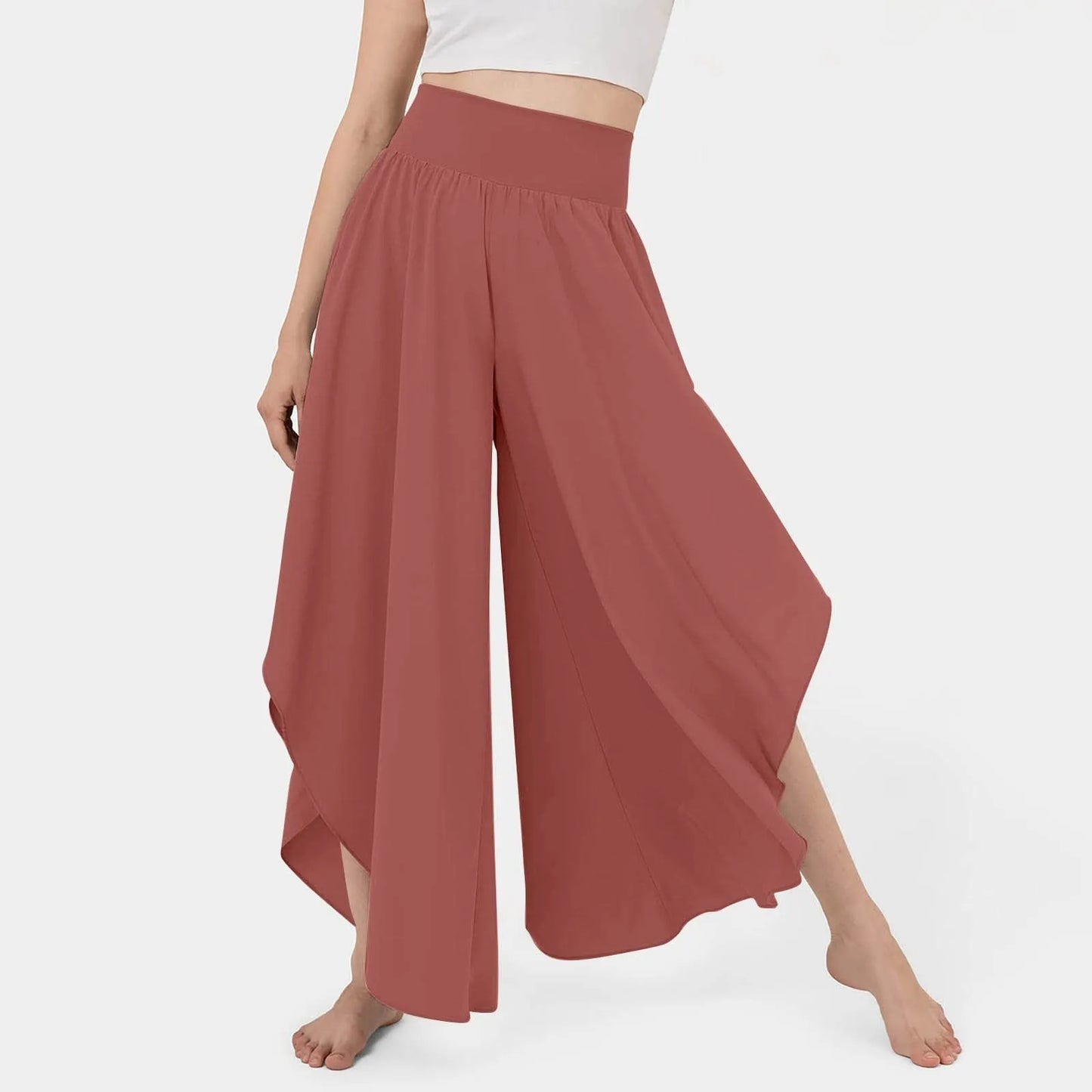 Women Wide Leg Pants High Waisted Yoga Hippie Casual Wear Boho Beach Palazzo Pants Women Jogging Trousers Korean Chiffon