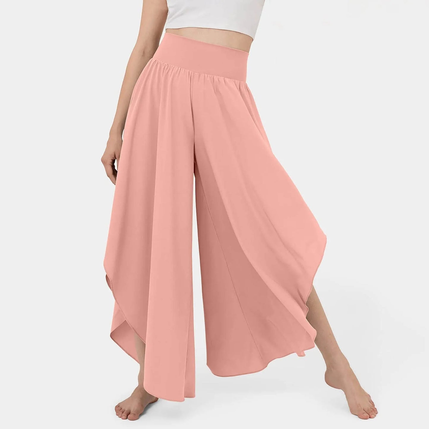 Women Wide Leg Pants High Waisted Yoga Hippie Casual Wear Boho Beach Palazzo Pants Women Jogging Trousers Korean Chiffon