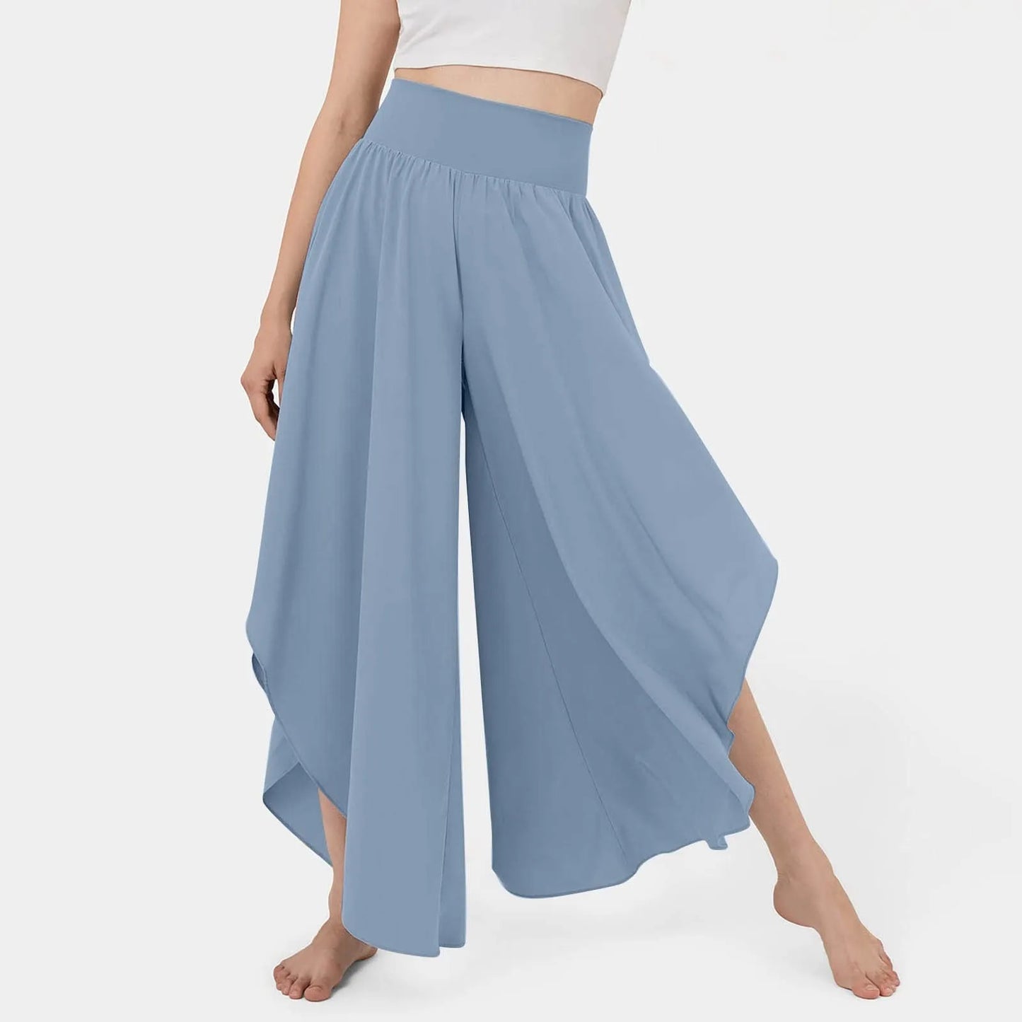 Women Wide Leg Pants High Waisted Yoga Hippie Casual Wear Boho Beach Palazzo Pants Women Jogging Trousers Korean Chiffon
