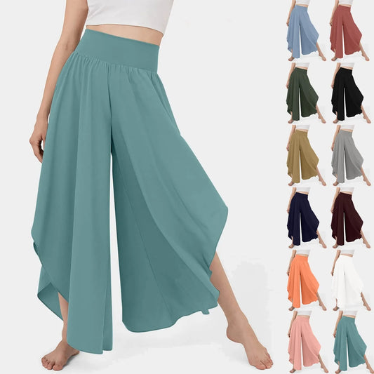 Women Wide Leg Pants High Waisted Yoga Hippie Casual Wear Boho Beach Palazzo Pants Women Jogging Trousers Korean Chiffon