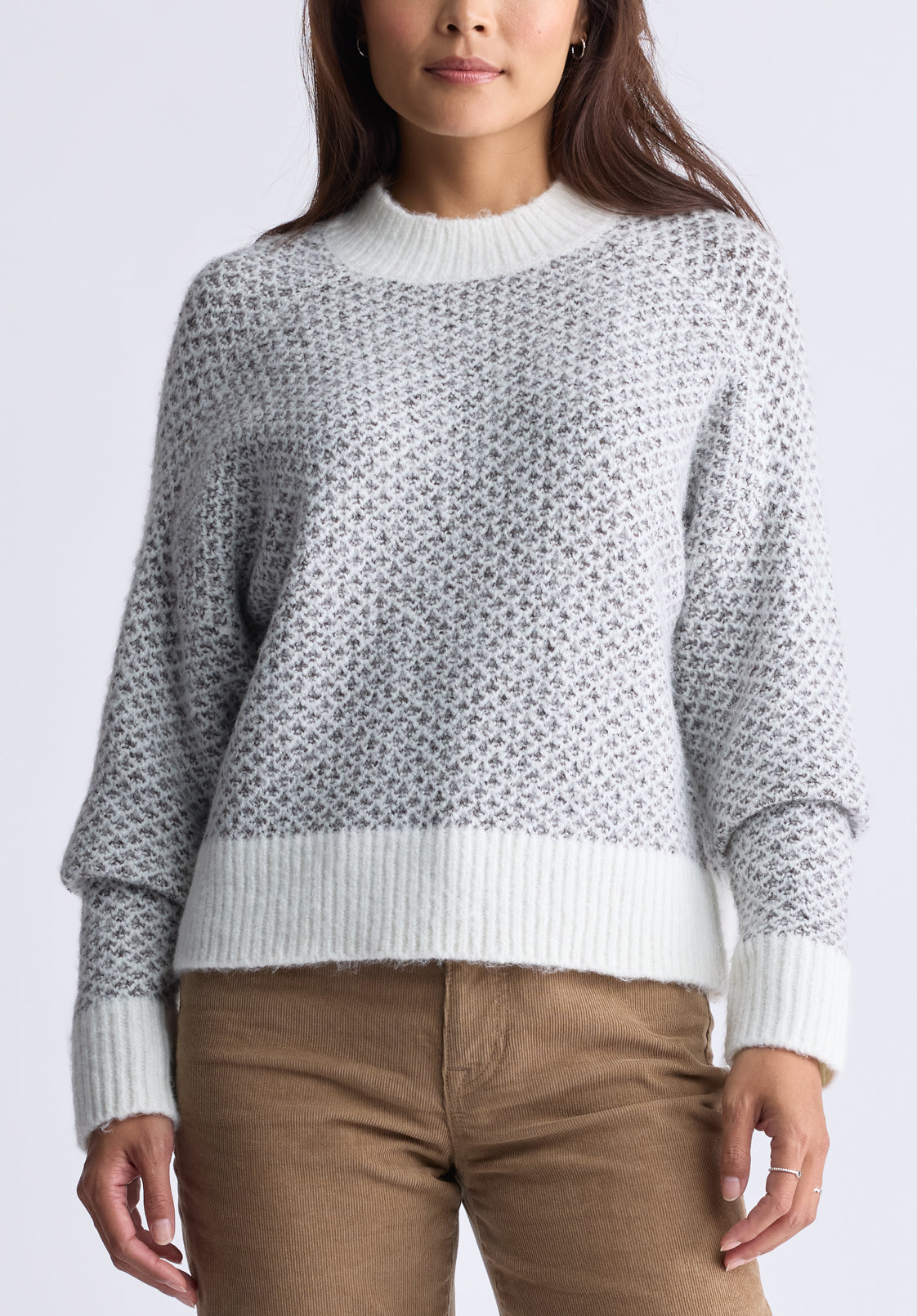 Kieryn Women's Textured Knit Crewneck Sweater. Grey - SW0077F