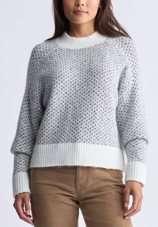 Kieryn Women's Textured Knit Crewneck Sweater. Grey - SW0077F