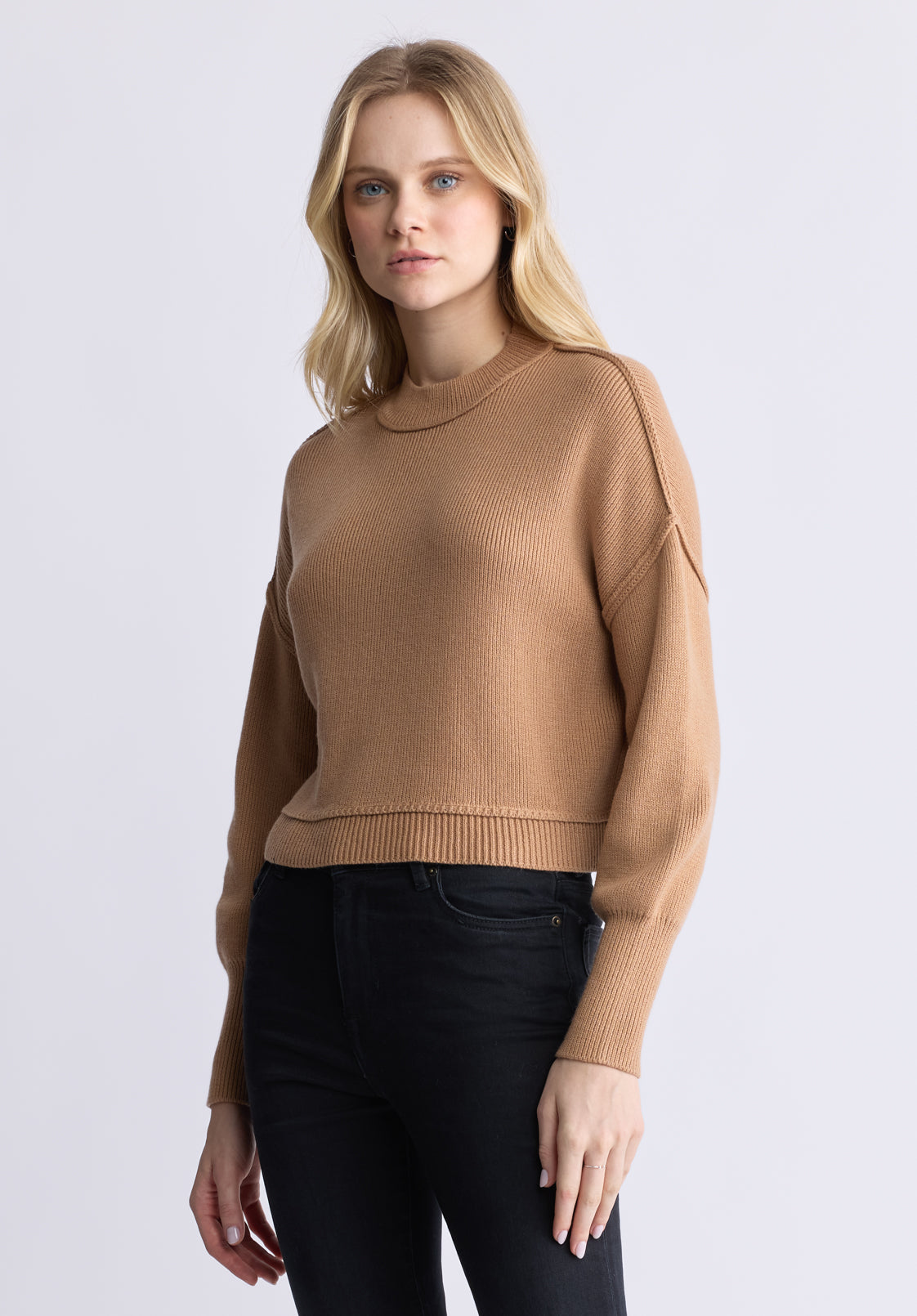 Seema Women's Long-Sleeve Loose-Fit Sweater. Croissant - SW0095F