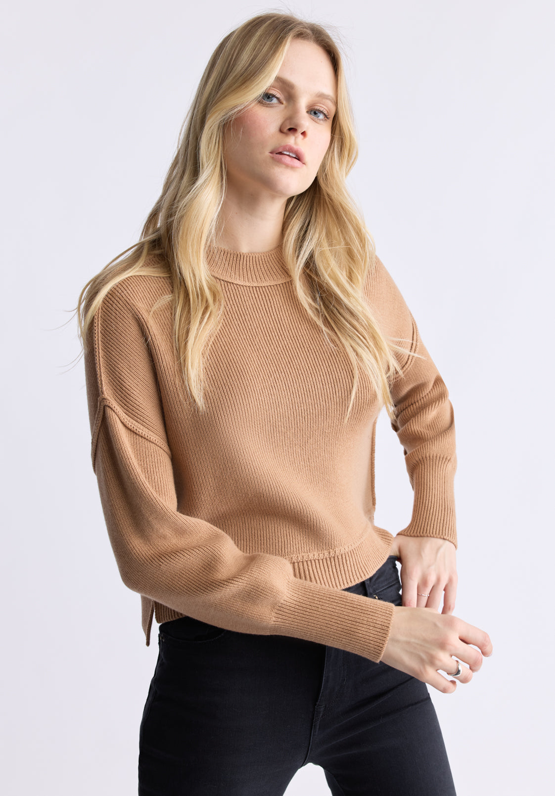Seema Women's Long-Sleeve Loose-Fit Sweater. Croissant - SW0095F