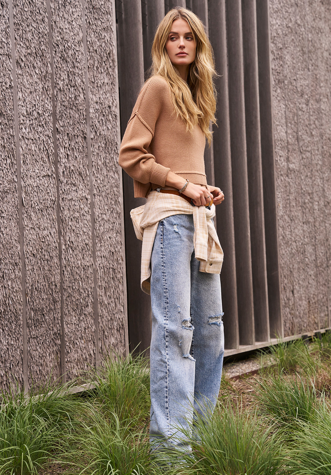 Seema Women's Long-Sleeve Loose-Fit Sweater. Croissant - SW0095F