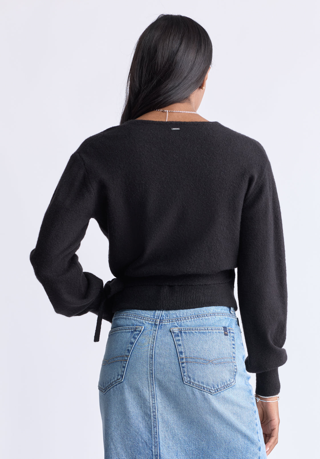 Jadis Women's Long Sleeve Wrap Sweater. Black - SW0099H