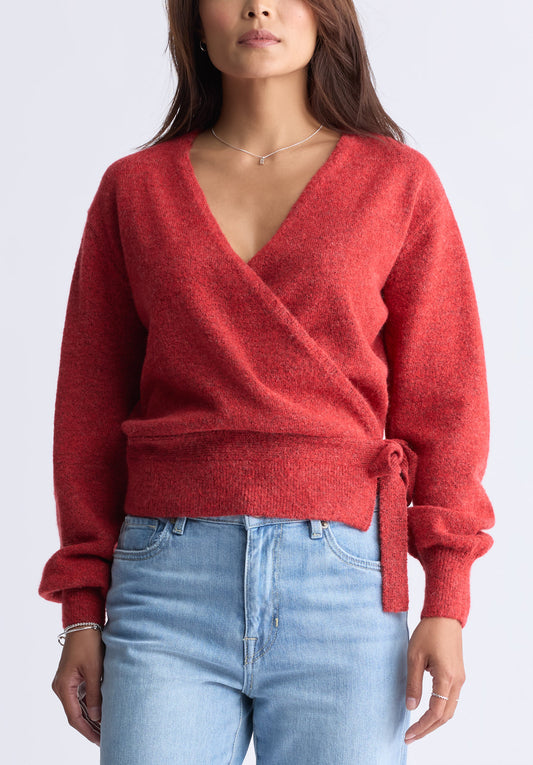 Jadis Women's Long Sleeve Wrap Sweater. Red - SW0099H