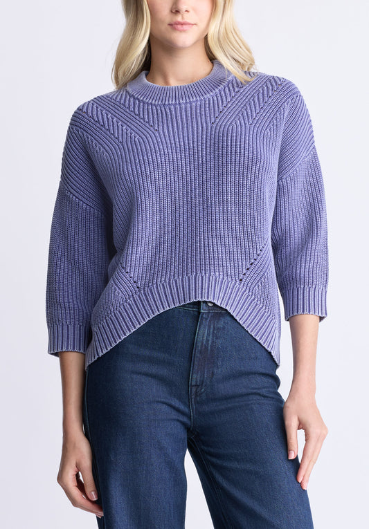 Kassanda Women's 3/4 Sleeve Knit Sweater. Blue - SW0100H