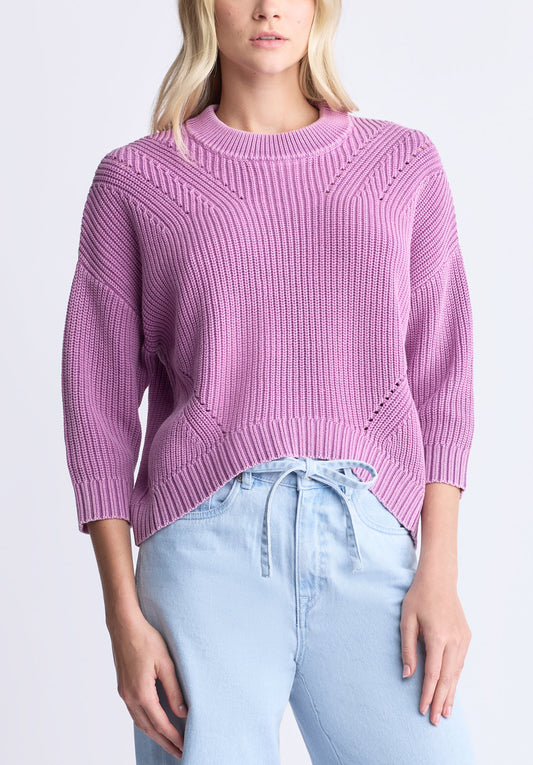 Kassanda Women's 3/4 Sleeve Knit Sweater. Purple - SW0100H