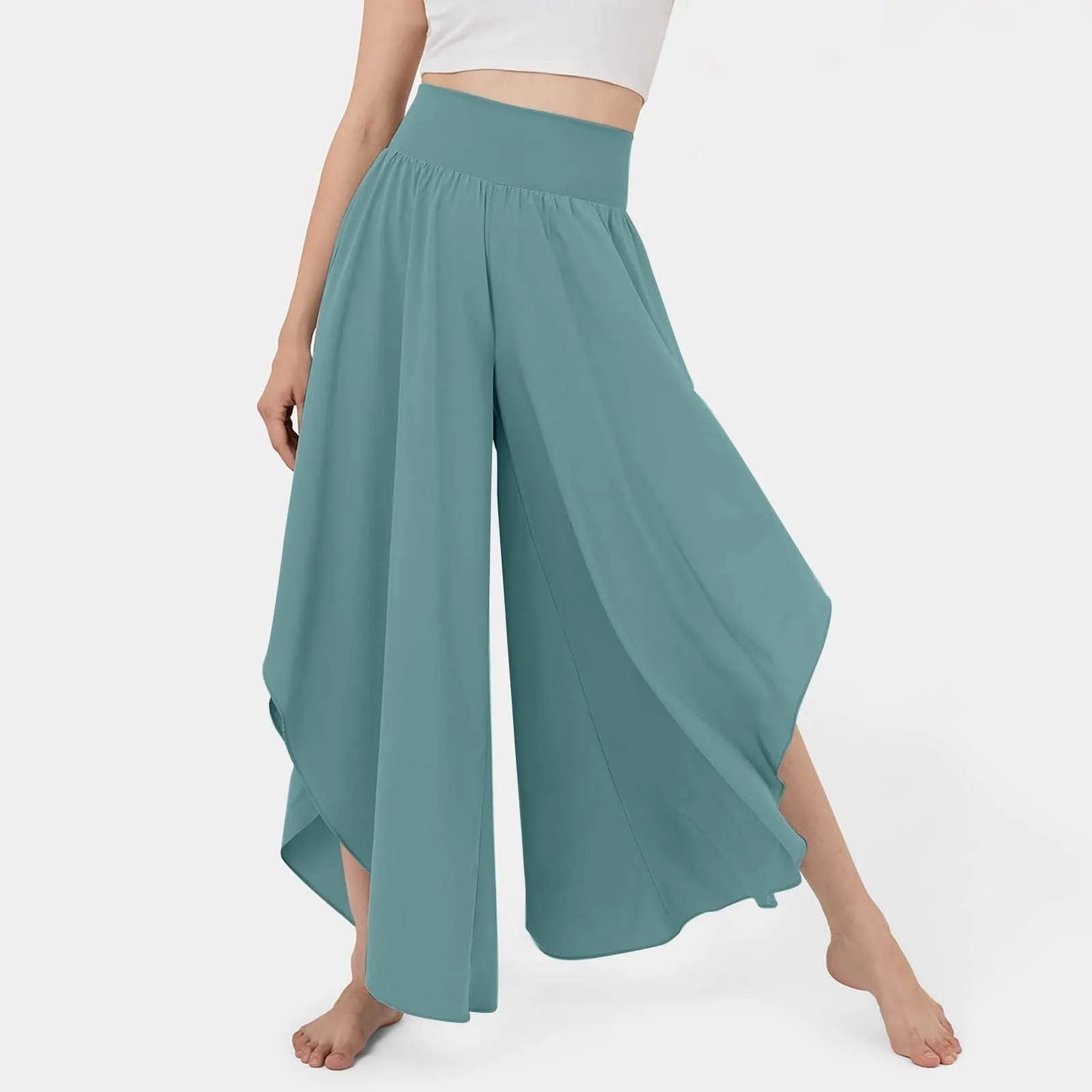 Women Wide Leg Pants High Waisted Yoga Hippie Casual Wear Boho Beach Palazzo Pants Women Jogging Trousers Korean Chiffon