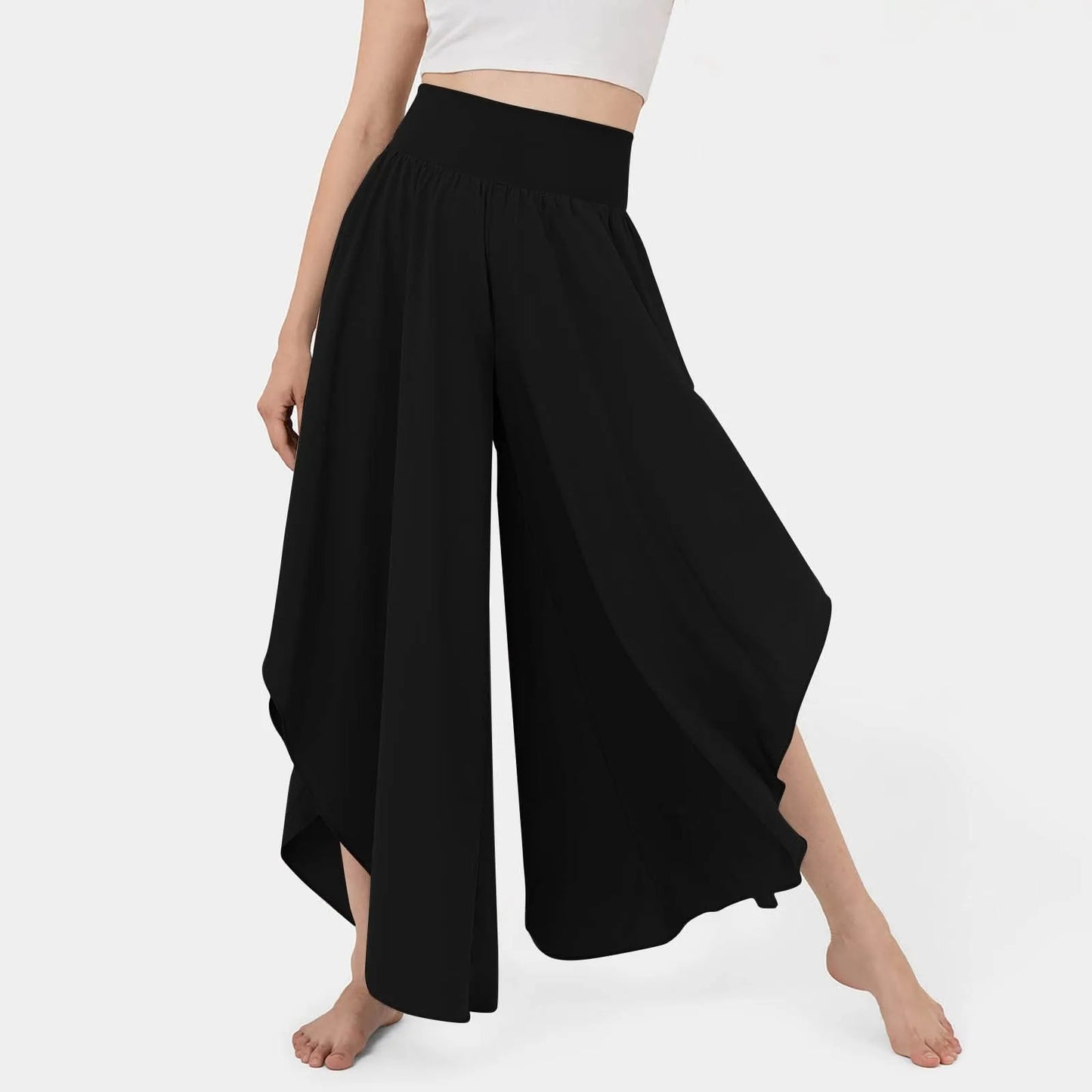 Women Wide Leg Pants High Waisted Yoga Hippie Casual Wear Boho Beach Palazzo Pants Women Jogging Trousers Korean Chiffon