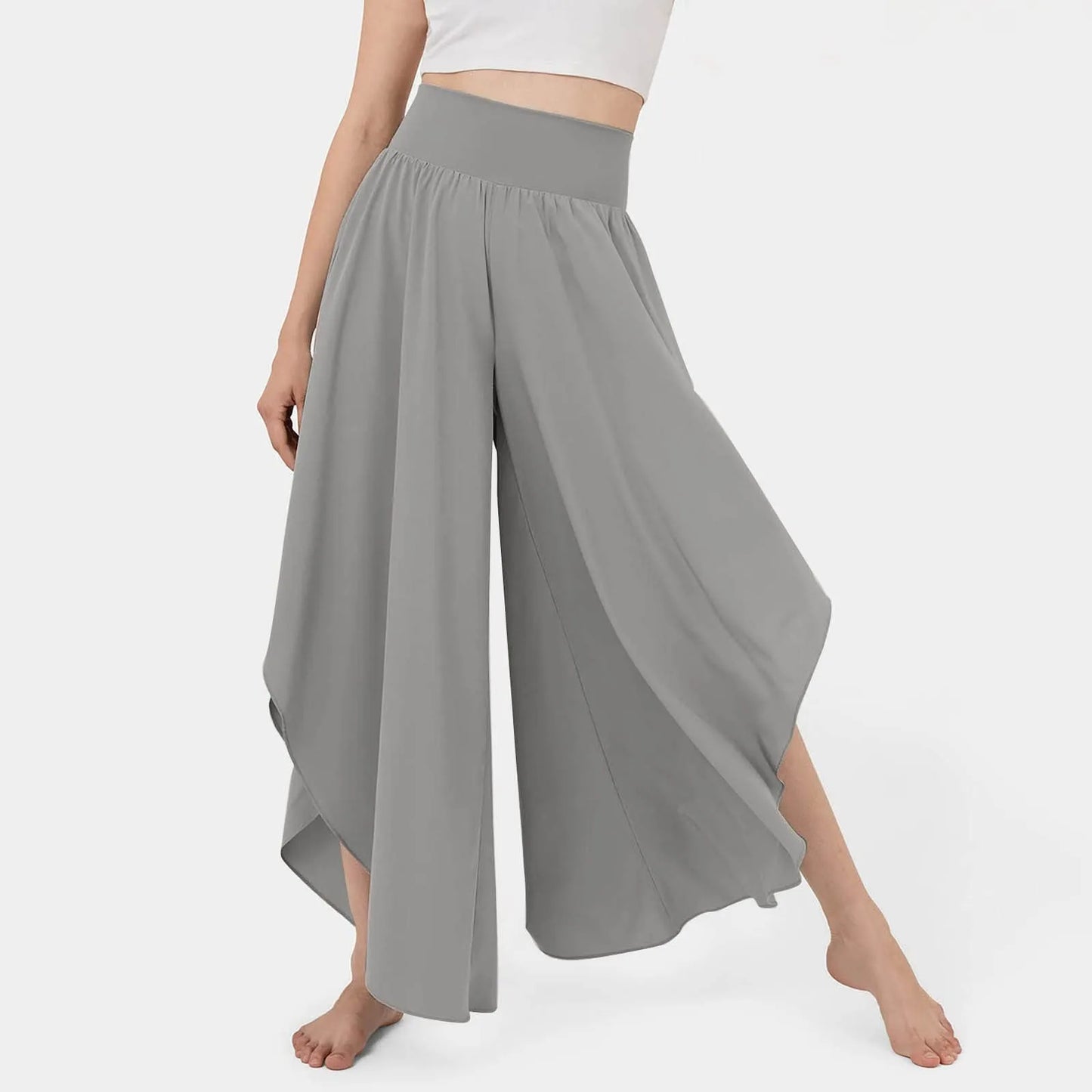Women Wide Leg Pants High Waisted Yoga Hippie Casual Wear Boho Beach Palazzo Pants Women Jogging Trousers Korean Chiffon