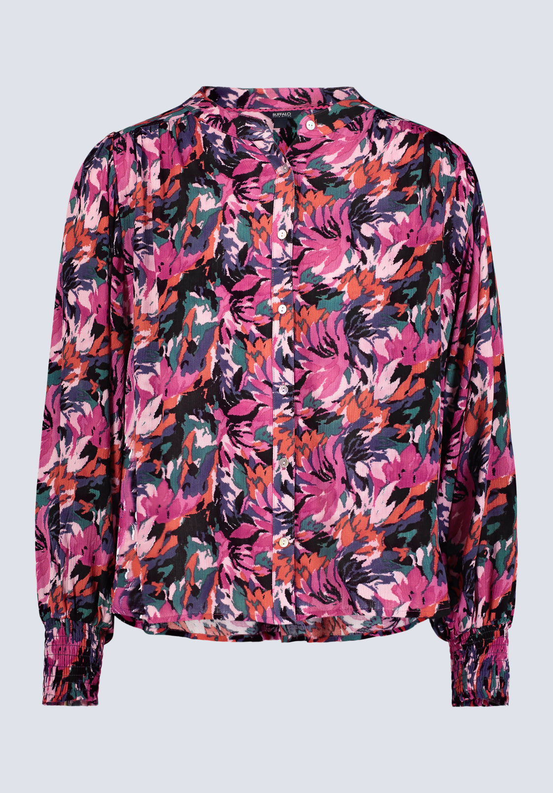 Ottilie Women's Long-Sleeved Blouse. Dark Pink Floral - WT0120F